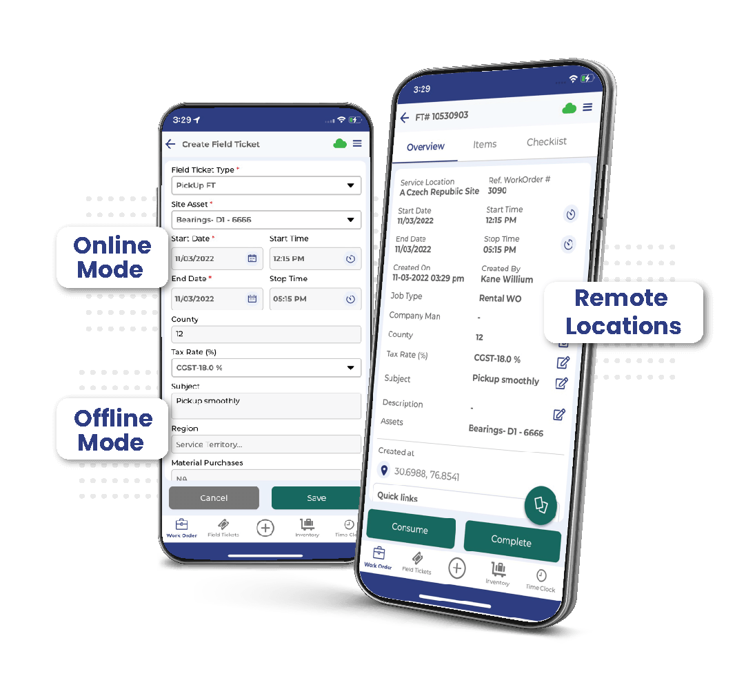 Field Ticketing Software with Online Offline Mode